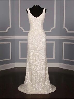 Theia couture Sequin V-Neck Bridal Gown in Ivory